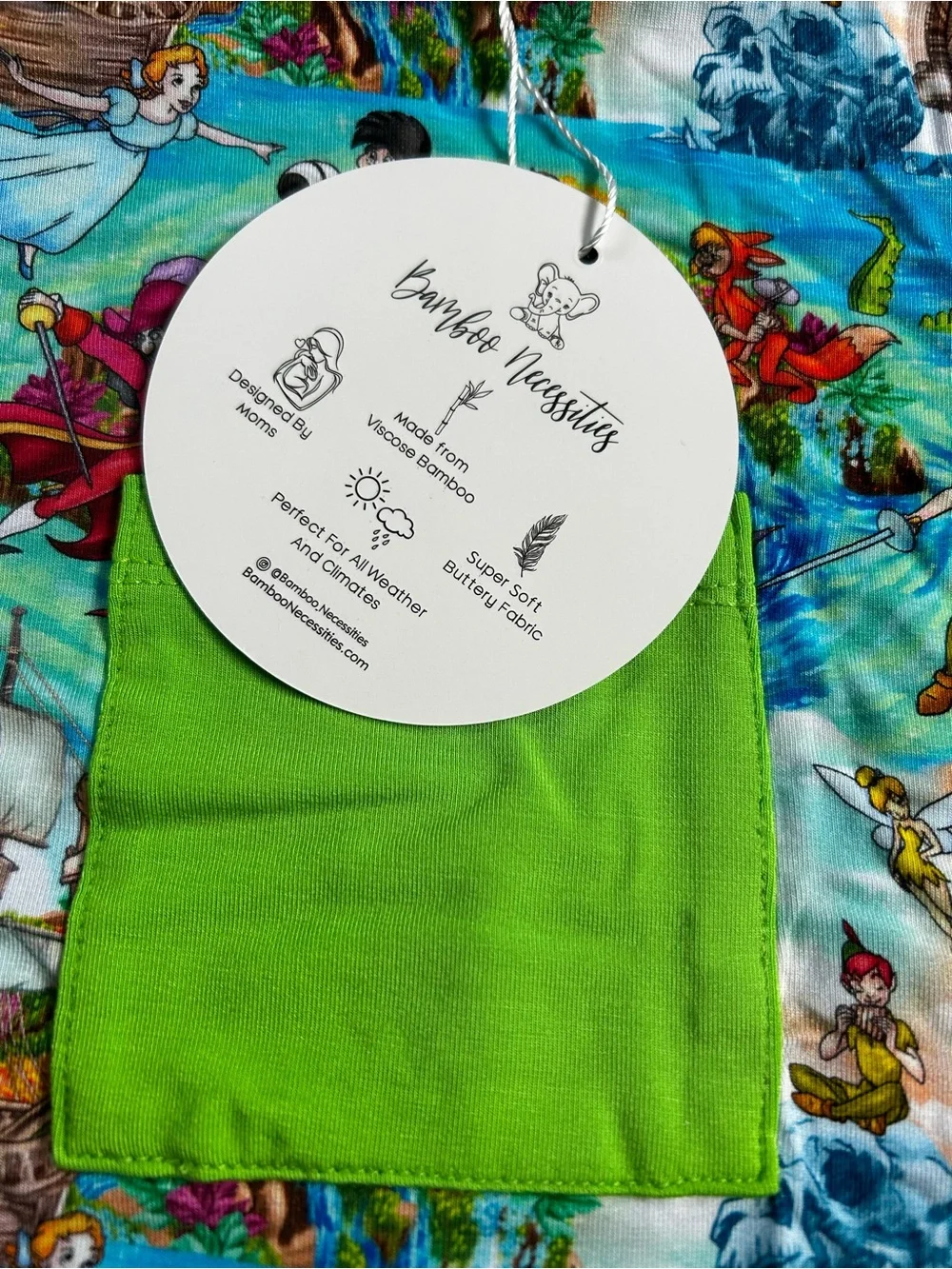 Kids Short Sleeve Tee - Peter Pan Green Multi Print